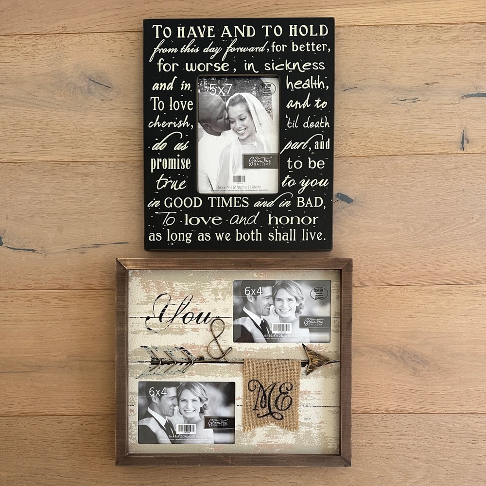 Rustic Brown and Black Wedding Photo Frame Set